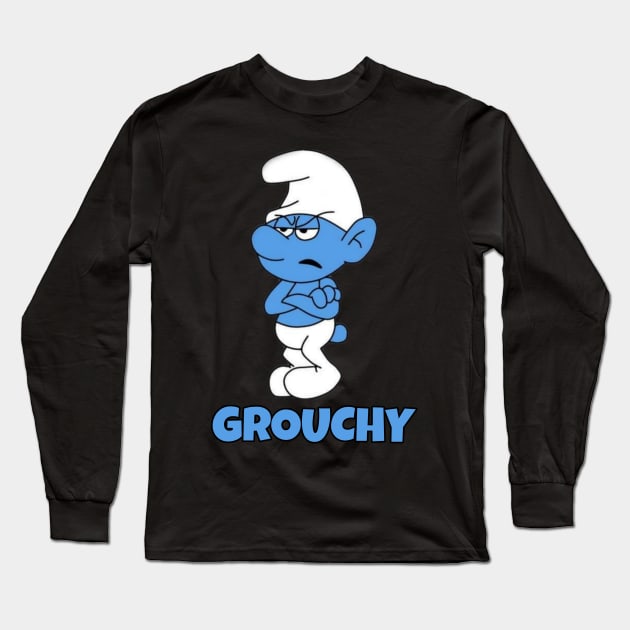 Grouchy Smurf Long Sleeve T-Shirt by Creatifyty